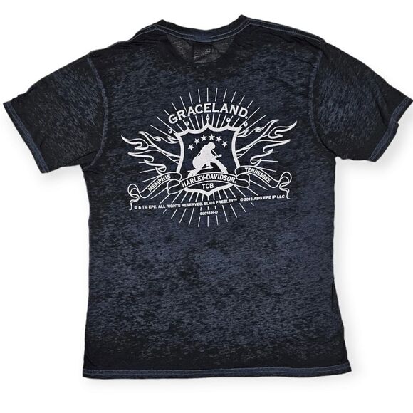 Harley Davidson Elvis Graceland Grey Lightweight Thin Shirt Men's Size Small - Picture 2 of 9